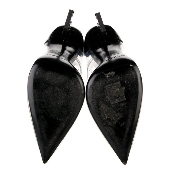 saint laurent authentic Clear Black PVC Signature Logo Pumps Heels 8 - Picture 5 of 8